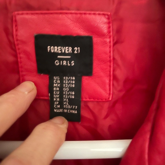 Girls Forever 21 Faux Leather Jacket. Only worn twice. Size 13/14 - Picture 2 of 2
